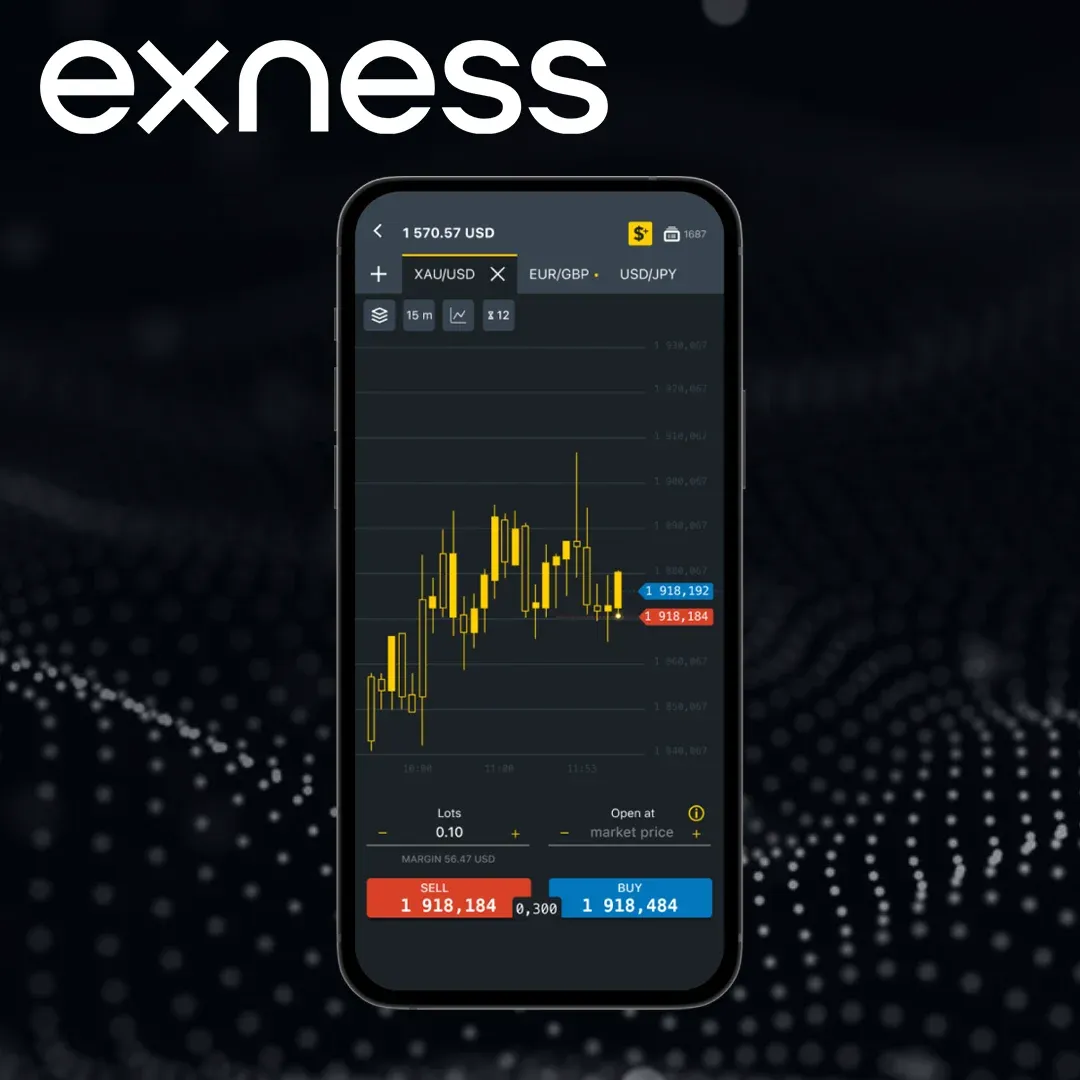 Exness mobile trading app on smartphone